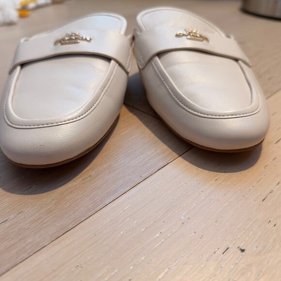 COACH Samie Chalk White Leather Round Toe Slide-On Mule Flats | 8 - Picture 9 of 11